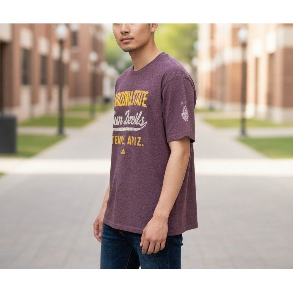 Arizona State Sun Devils Collegiate Graphic Tee Maroon Adidas Soft Crew Neck